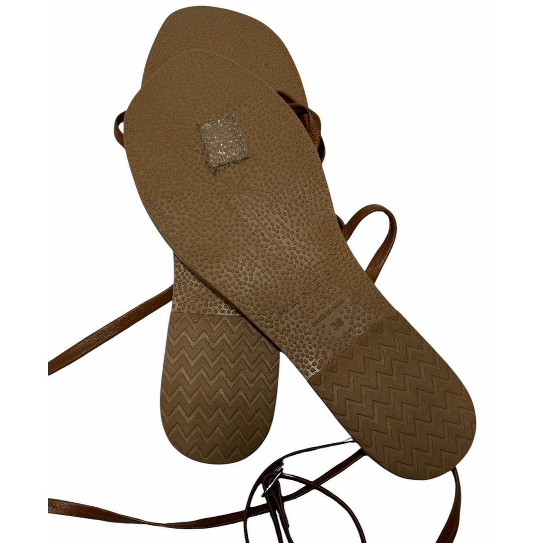 Maneb Sandals Smooth Brown Leather Ankle Strap Buckle 38 Us 7.5 — image 6 of 8